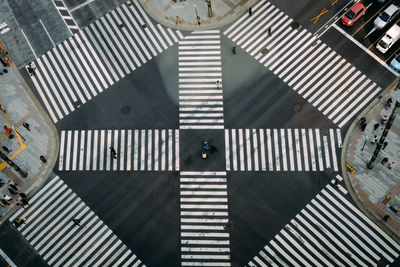 High angle view of man walking on steps