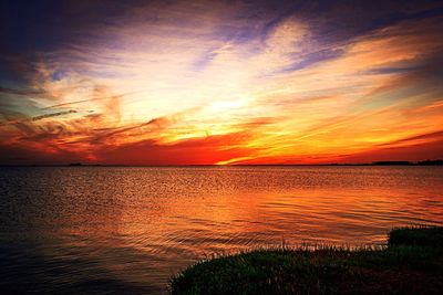 Scenic view of sunset over sea