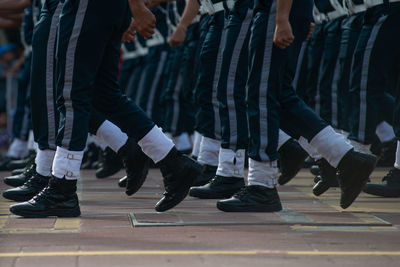 Low section of people on street
