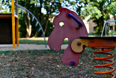 Close-up of toy on playground