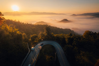 Scenic view of landscape against sky during sunset