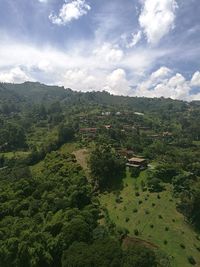 High angle view of countryside landscape