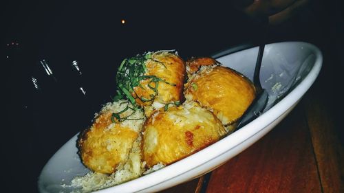 High angle view of meal served in plate