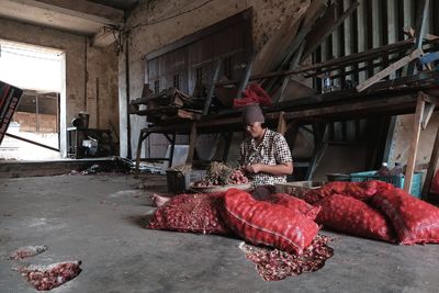 Woman working in market