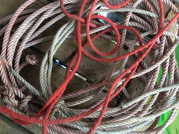 Full frame shot of ropes on table