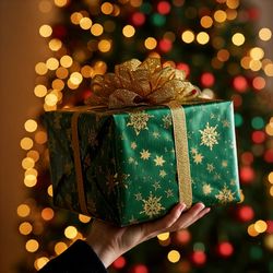 Midsection of woman holding christmas presents