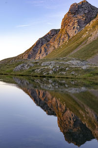 Scenic view of lake against clear sky