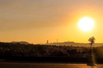 Scenic view of sunset over mountains