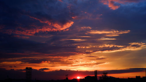 Silhouette buildings against sky during sunset