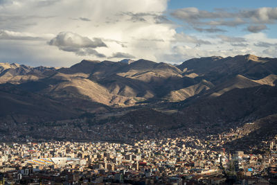 Scenic view of cusco city seen from sacsayhuaman, peru