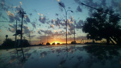 Electricity pylon at sunset