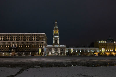 View of city at night