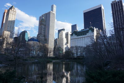 Low angle view of skyscrapers against sky