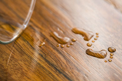 High angle view of drink on table