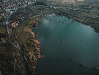 High angle view of lake