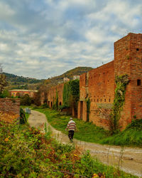 High angle view of old ruins