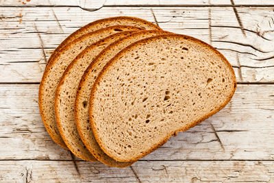 Close-up of bread on wooden table