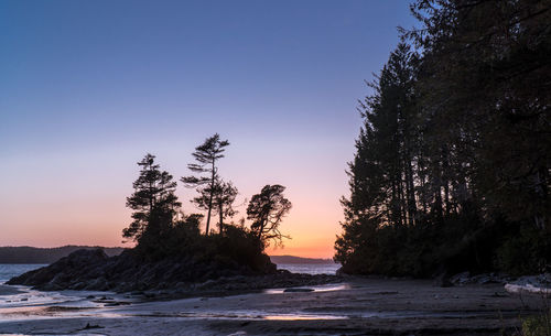 Scenic view of sea against clear sky during sunset