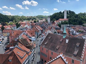 High angle view of townscape against sky