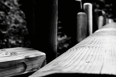 Close-up of old wooden bench