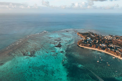 High angle view of sea against sky