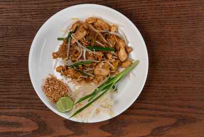 High angle view of food in bowl on table