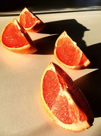 Close-up of fruits served on table