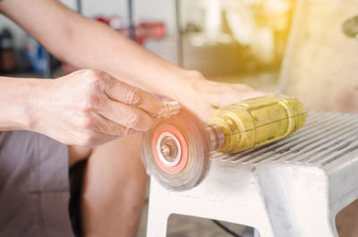 Midsection of woman working