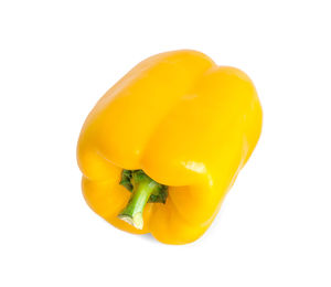 Close-up of yellow bell pepper against white background