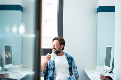 Man working on table