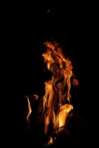 Close-up of fire in the dark