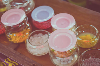 High angle view of food on table