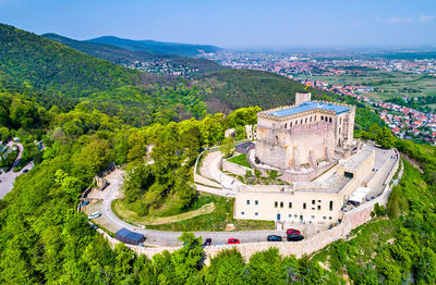 High angle view of buildings in city