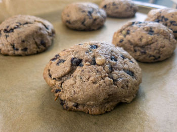 High angle view of cookies