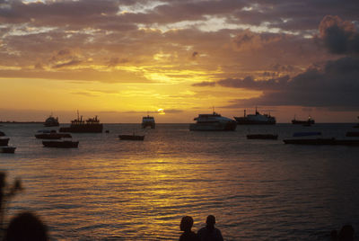 Scenic view of sea at sunset