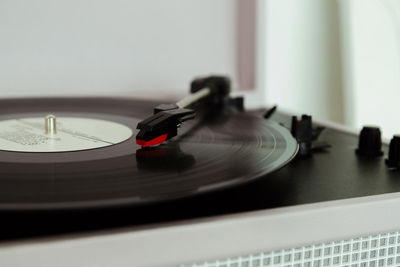 Vintage record player with vinyl record