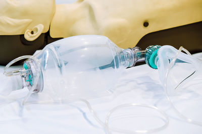 Close-up of water bottle against white background