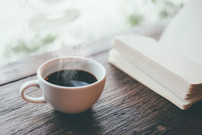 Close-up of tea cup on table