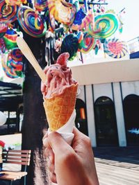 Hand holding ice cream cone