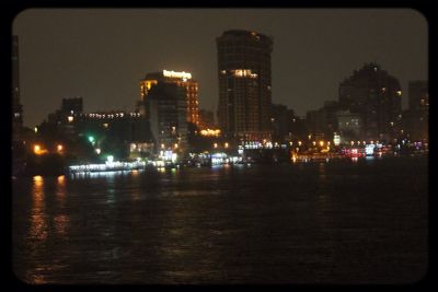 Illuminated buildings at night