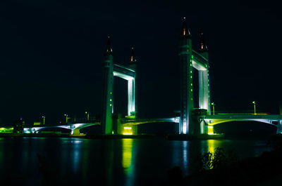 Illuminated building at night