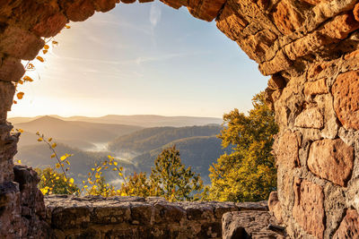 Scenic view of mountain range against sky