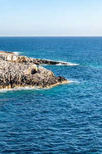 Scenic view of sea against clear sky