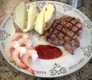 Close-up of food in plate on table