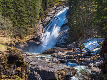 Scenic view of waterfall in forest
