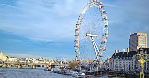 Ferris wheel in city against sky