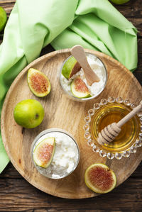 High angle view of fruits on table