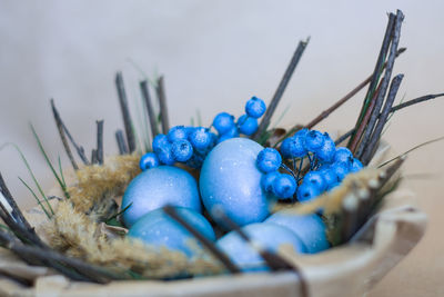 Close-up of blue candies