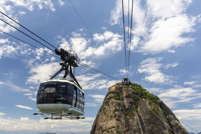 Beautiful view from sugar loaf mountain to cable car with blue sky