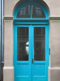 Blue window of building